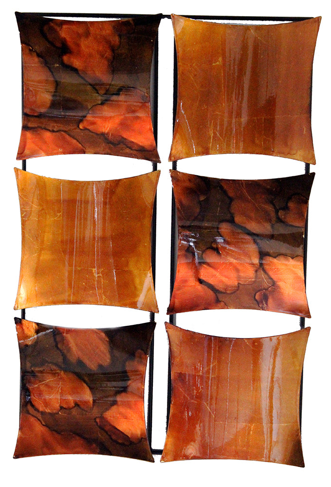 16" X 2" X 25" Copper, Brown And Orange Metal Vertical Panel Wall Decor