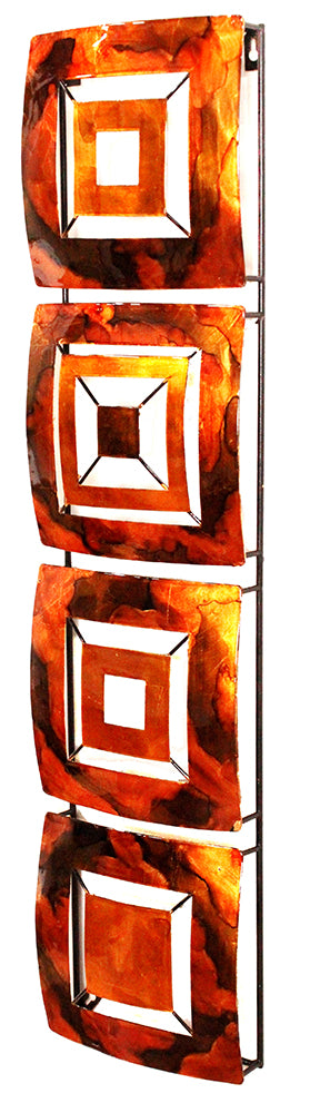 8" X 2.75" X 32.5" Copper Brown And Orange Metal Vertical Panel Wall Decor