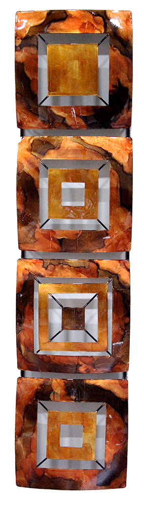 8" X 2.75" X 32.5" Copper Brown And Orange Metal Vertical Panel Wall Decor