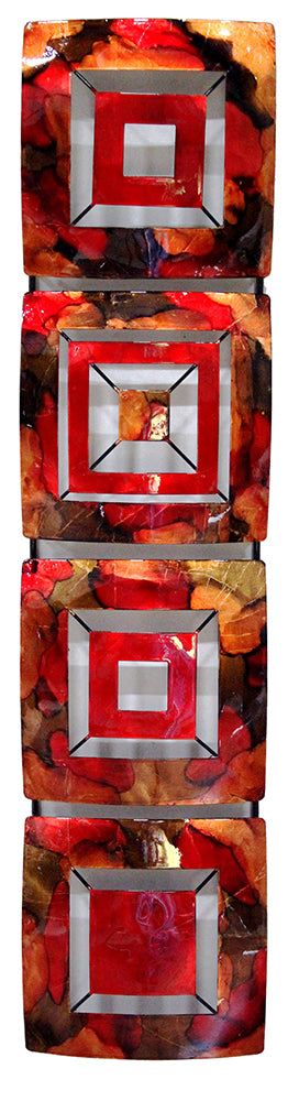 8" X 2.75" X 32.5" Copper Red And Gold Metal Vertical Panel Wall Decor