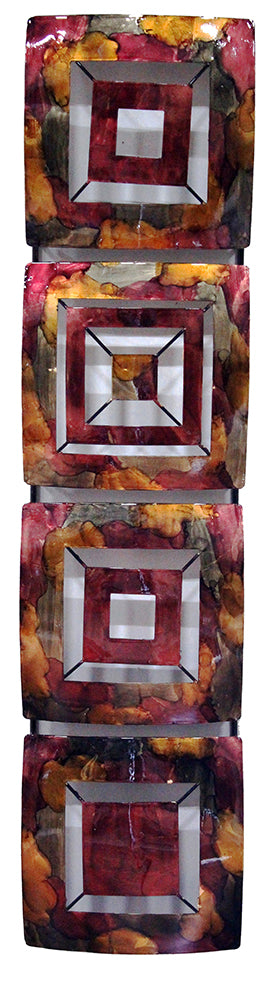 8" X 2.75" X 32.5" Burgundy Copper And Brown Metal Vertical Panel Wall Decor