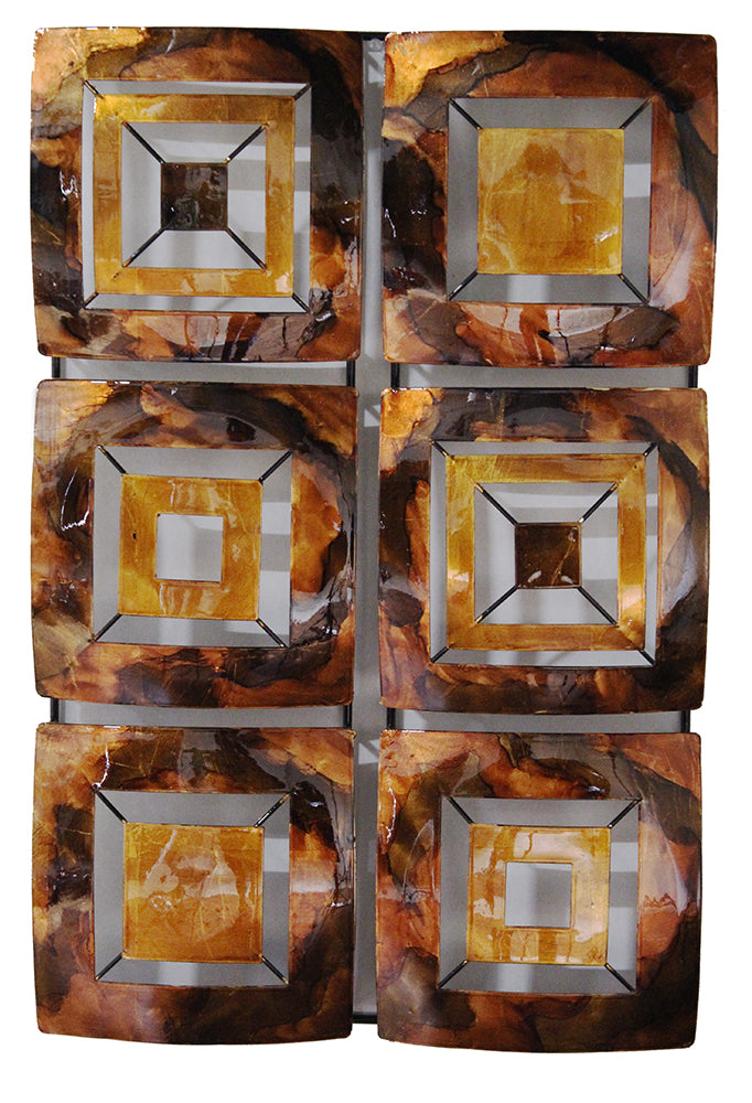 16" X 2.75" X 25" Copper Brown And Orange Metal Vertical Panel Wall Decor