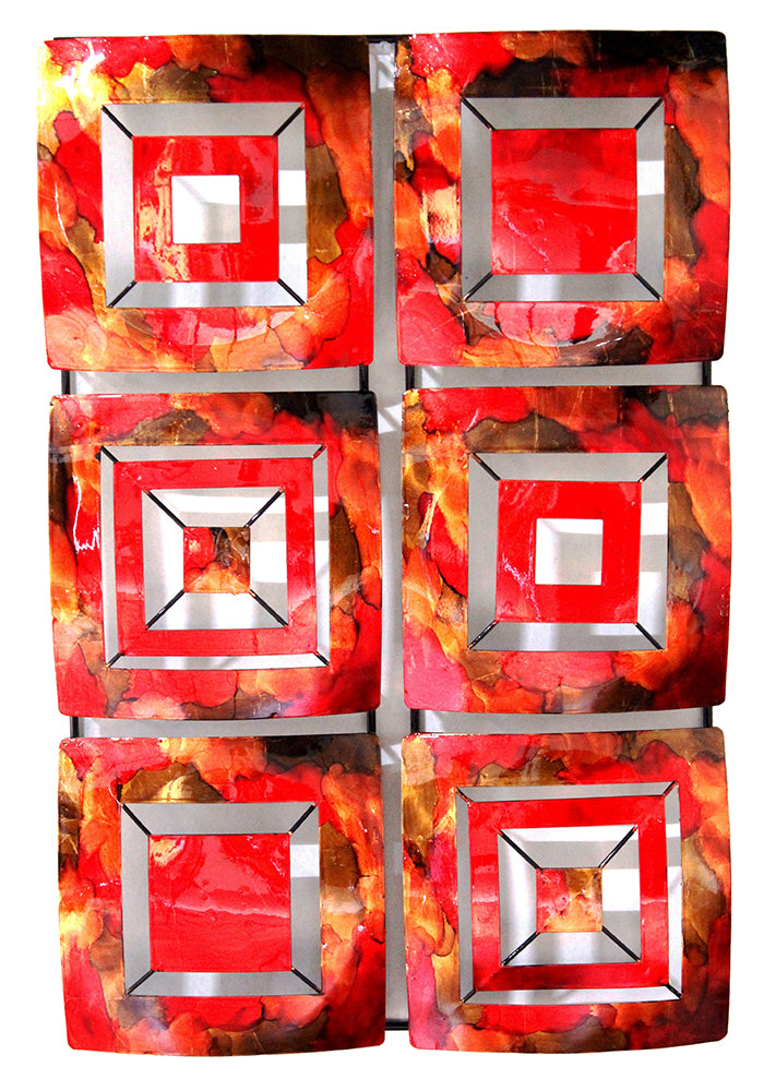 16" X 2.75" X 25" Copper Red And Gold Metal Vertical Panel Wall Decor