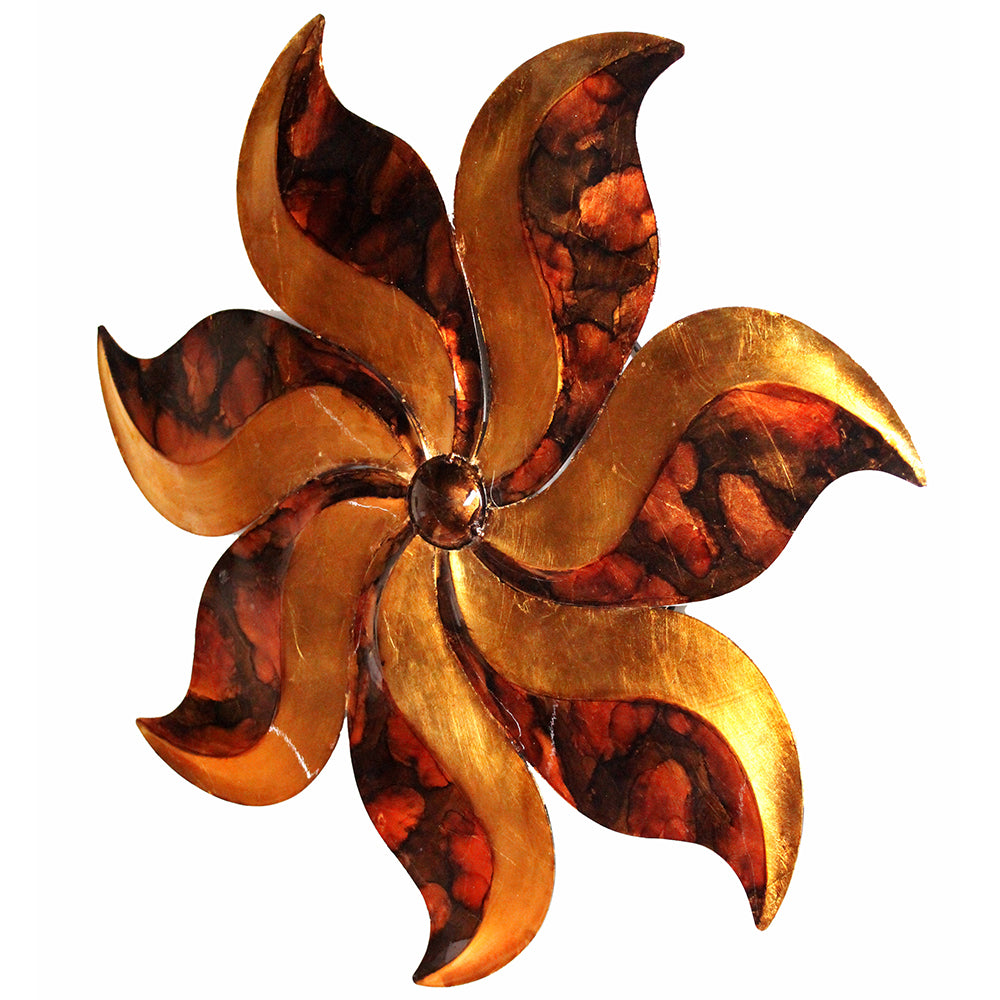 23.25" X 2" X 23.25" Copper Brown And Orange Metal Medium Flower Wall Décor