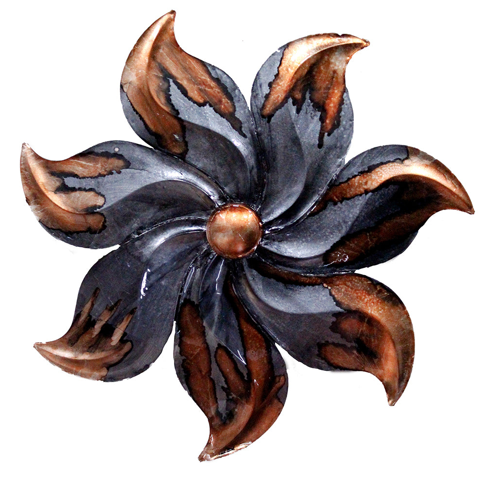 29" X 2" X 29" Copper And Pewter Metal Large Flower Wall Décor