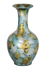 Greer Light Green Gold and Black Foil and Lacquer Trumpet Vase