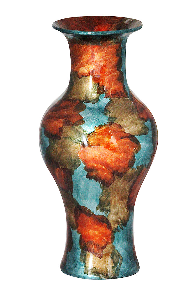 Lila Copper Gold and Aqua Foil and Lacquer Ceramic Vase