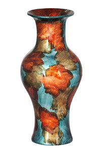 Lila Copper Gold and Aqua Foil and Lacquer Ceramic Vase