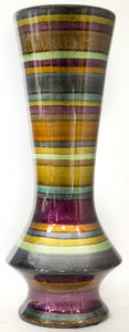 8.75" X 8.75" X 20" Eggplant Bronze Gold Green Copper And Pewter Ceramic Floor Vase