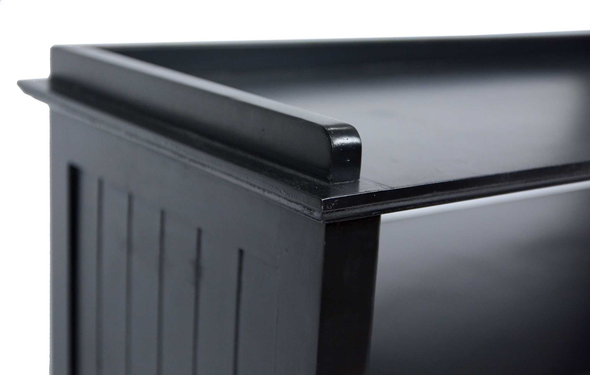 38.25" X 15.75" X 21.75" Black Wood MDF Water Hyacinth Entertainment Cabinet with Hyacinth Storage Baskets