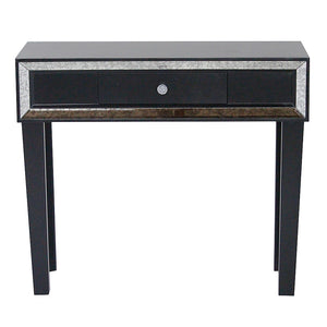 35.5" X 13" X 31" Black Give your home decor an e Console Table with a Drawer and Framed with Mirror Accents