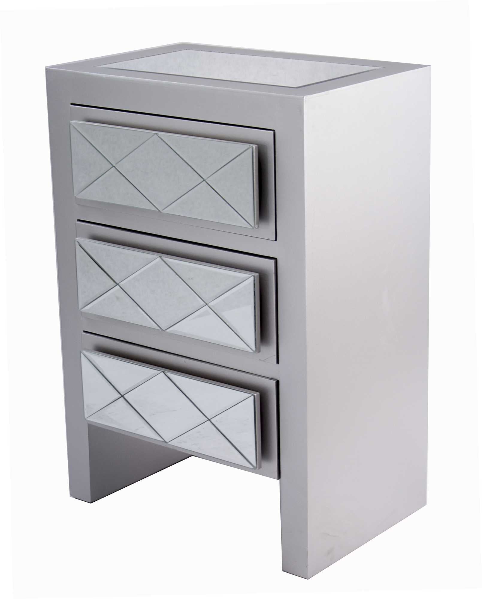 19.6" X 13.8" X 29" Silver MDF Wood Mirrored Glass Accent Cabinet with a Door and Mirrored Glass