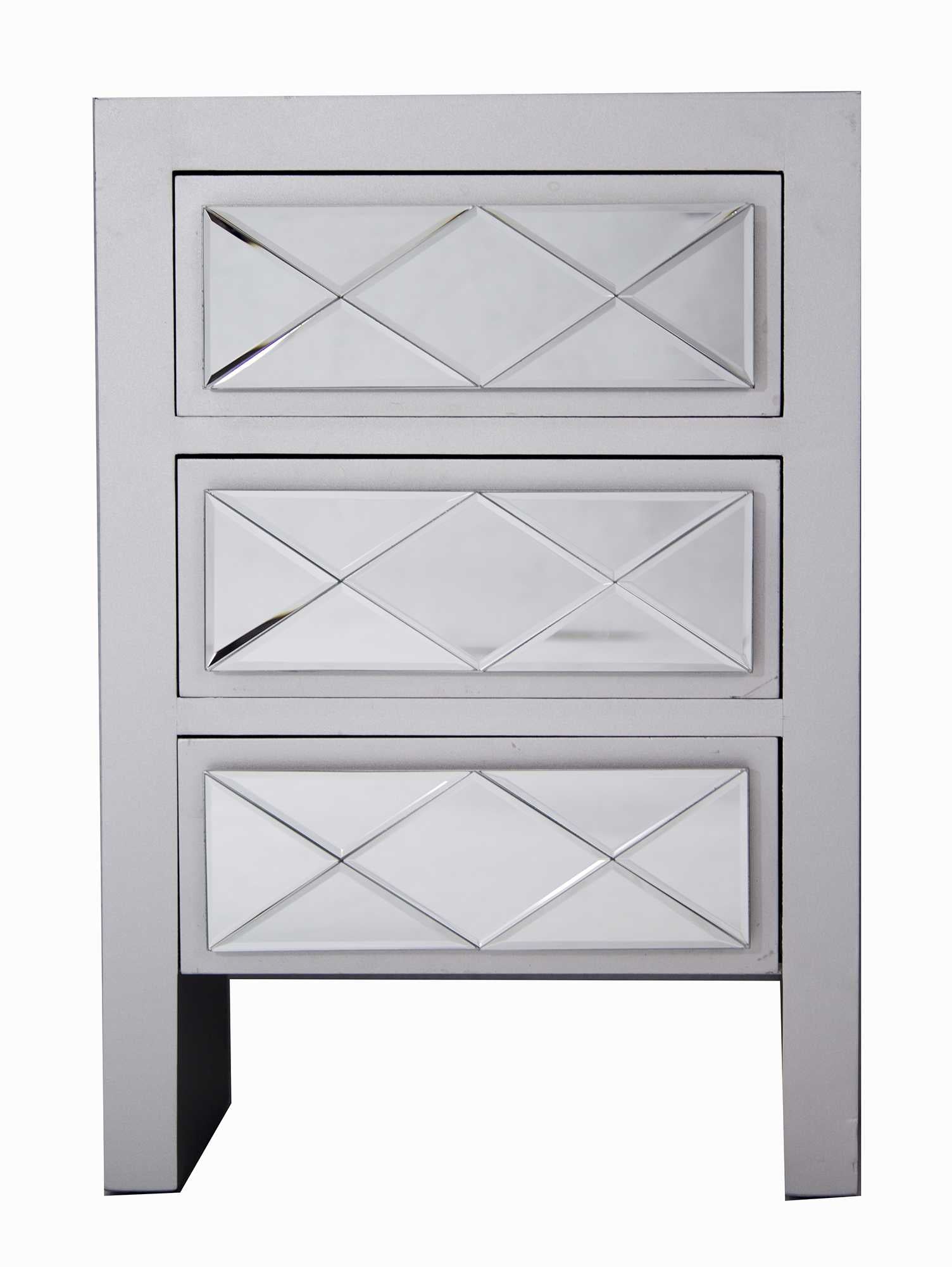 19.6" X 13.8" X 29" Silver MDF Wood Mirrored Glass Accent Cabinet with a Door and Mirrored Glass
