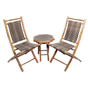 20" X 15" X 36" Brown Brown Bamboo Chairs and a Table Bistro Set