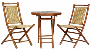 20" X 15" X 36" Brown Bamboo  Natural Water Hyacinth Bamboo Water Hyacinth and Bamboo set of  Chairs and a Table
