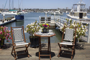 20" X 15" X 36" Brown Bamboo  Black and White Poly-Rattan Bamboo Set of  Chairs and a Table