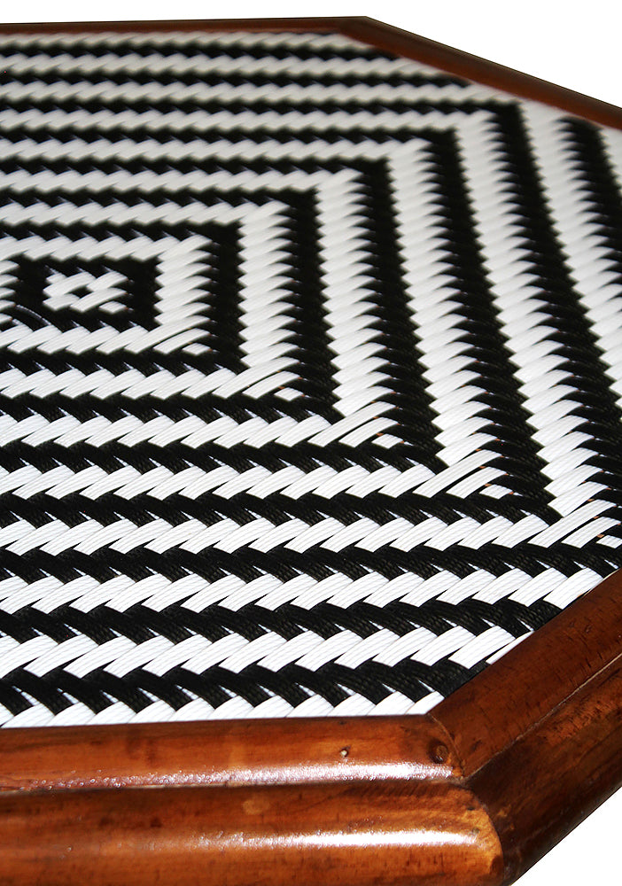 20" X 15" X 36" Brown Bamboo  Black and White Poly-Rattan Bamboo Set of  Chairs and a Table