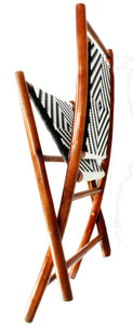 20" X 15" X 36" Brown Bamboo  Black and White Poly-Rattan Bamboo Set of  Chairs and a Table