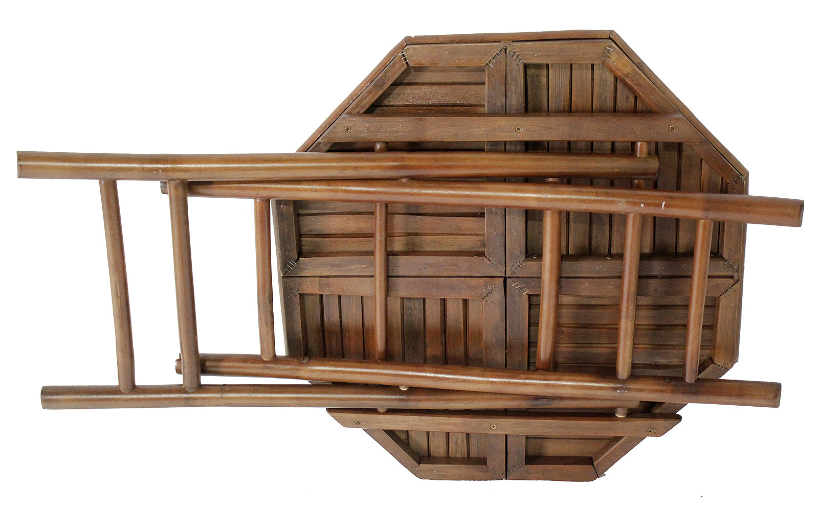20" X 15" X 36" Brown Bamboo  Black and White Poly-Rattan Bamboo Set of  Chairs and a Table