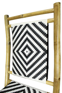 20" X 15" X 36" Natural Bamboo  Black and White Poly-Rattan Bamboo Set of  Chairs and a Table