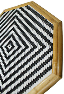 20" X 15" X 36" Natural Bamboo  Black and White Poly-Rattan Bamboo Set of  Chairs and a Table