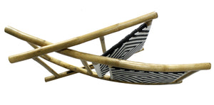 20" X 15" X 36" Natural Bamboo  Black and White Poly-Rattan Bamboo Set of  Chairs and a Table