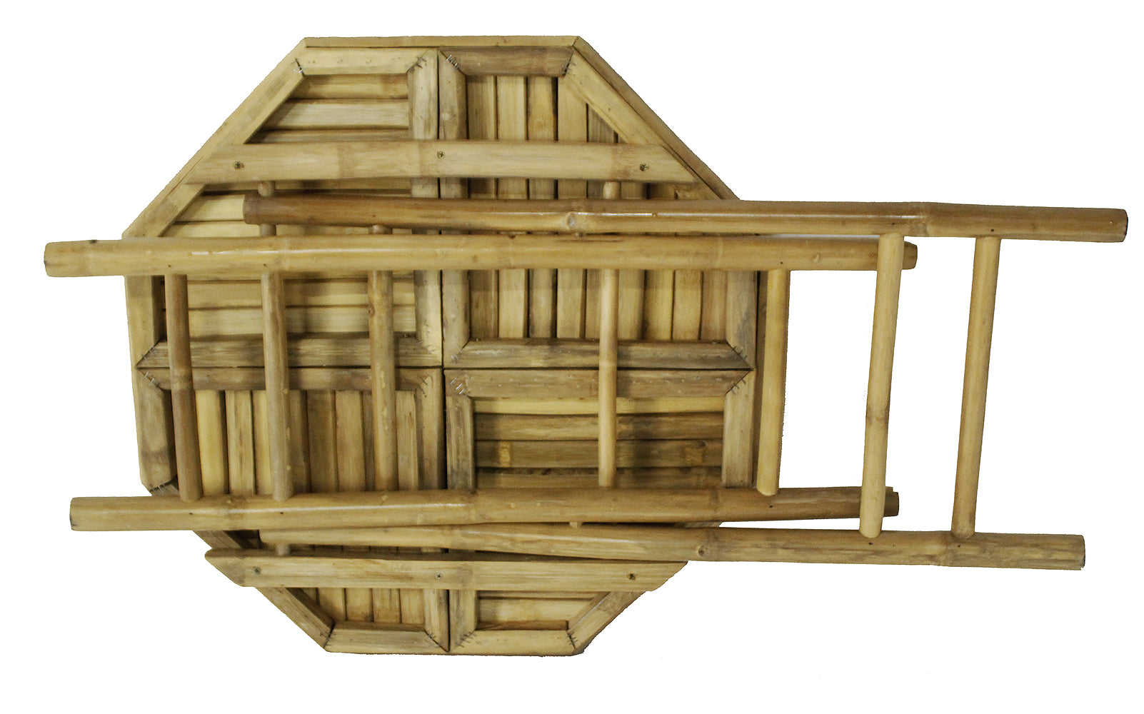 20" X 15" X 36" Natural Bamboo  Black and White Poly-Rattan Bamboo Set of  Chairs and a Table