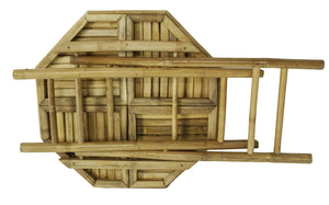 20" X 15" X 36" Natural Bamboo  Black and White Poly-Rattan Bamboo Set of  Chairs and a Table