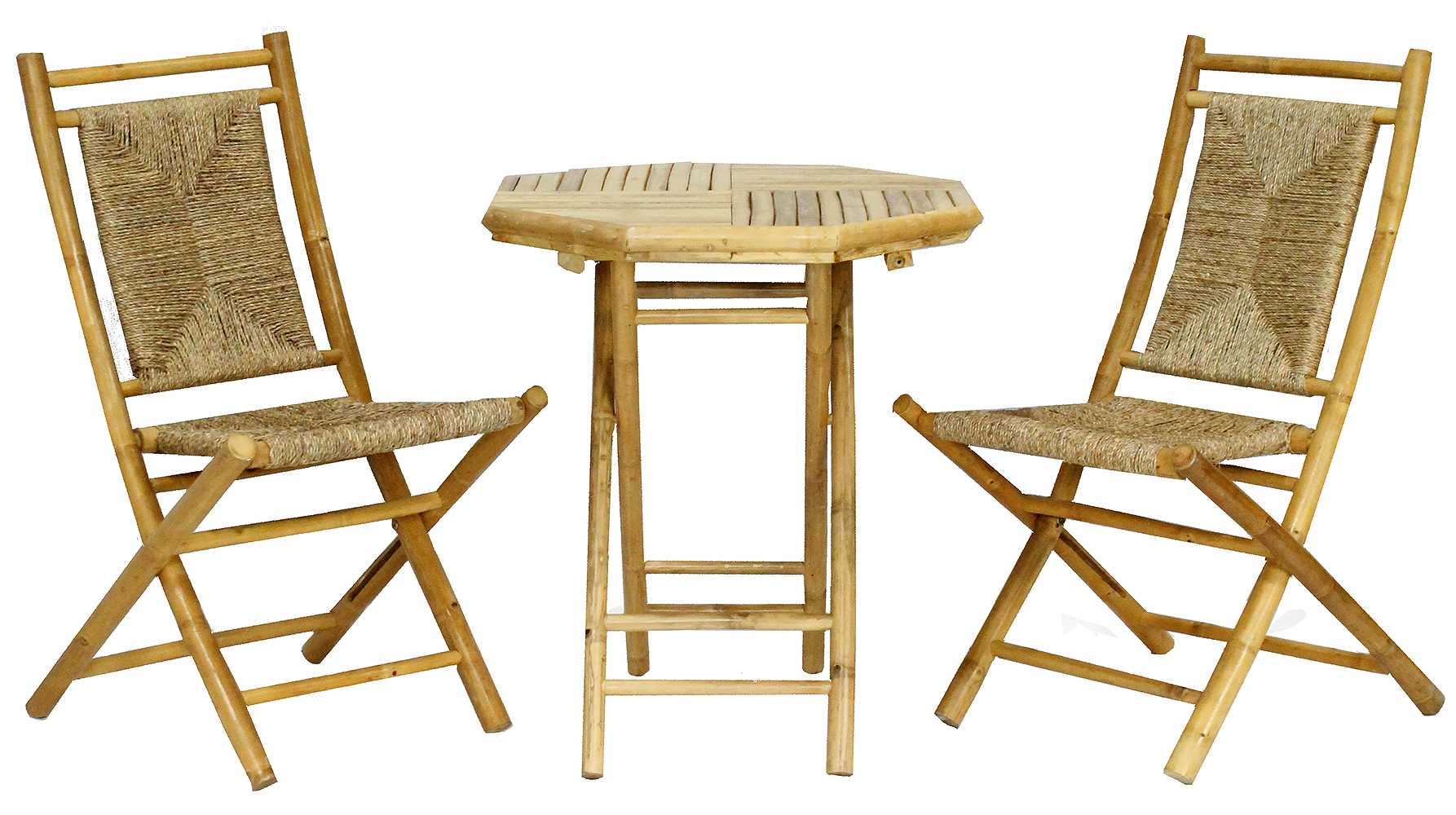 20" X 15" X 36" Natural Bamboo  Natural Sea Grass Bamboo Weave set of  Chairs and a Table