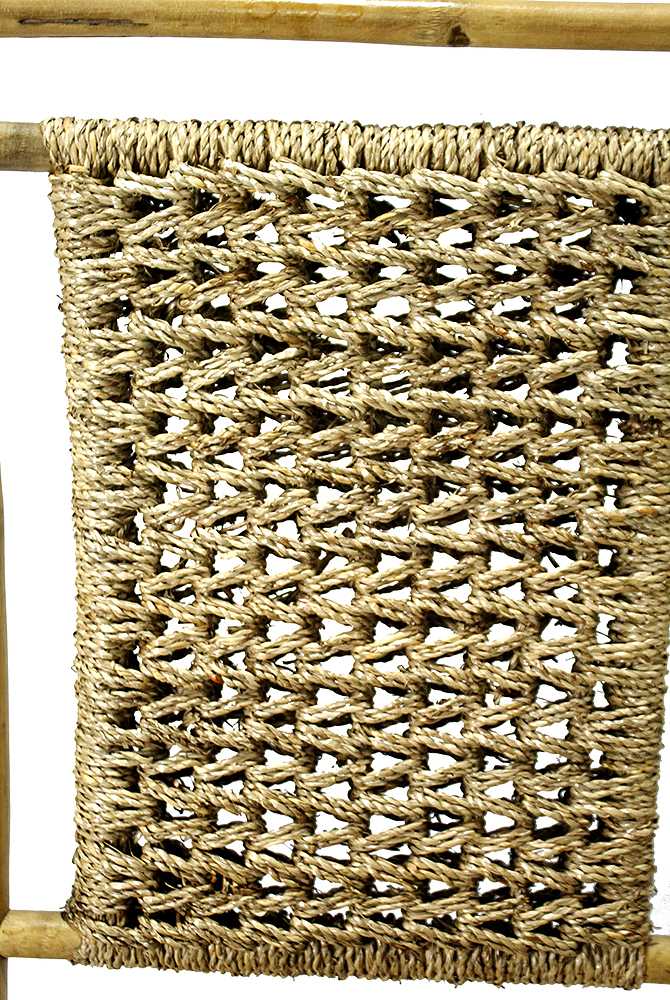 20" X 15" X 36" Brown Bamboo  Natural Sea Grass Bamboo Tall Accent Chair with a Mirrored Glass Drawer and Door