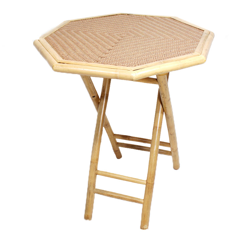 28" X 26" X 30" Natural Tan Bamboo Octagonal Folding End Table