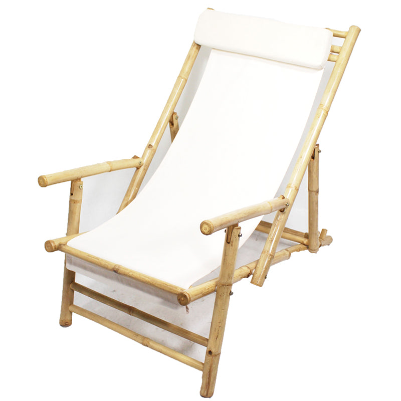 Set of 2 Bamboo Folding Sling Arm Chairs in White