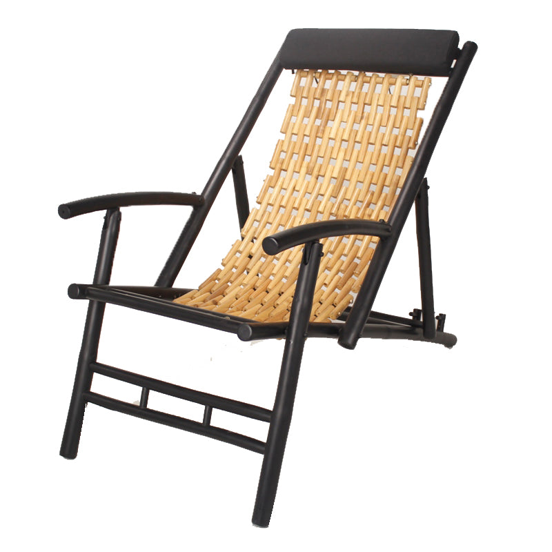 Black and Natural Bamboo Sling Chair with head cushion