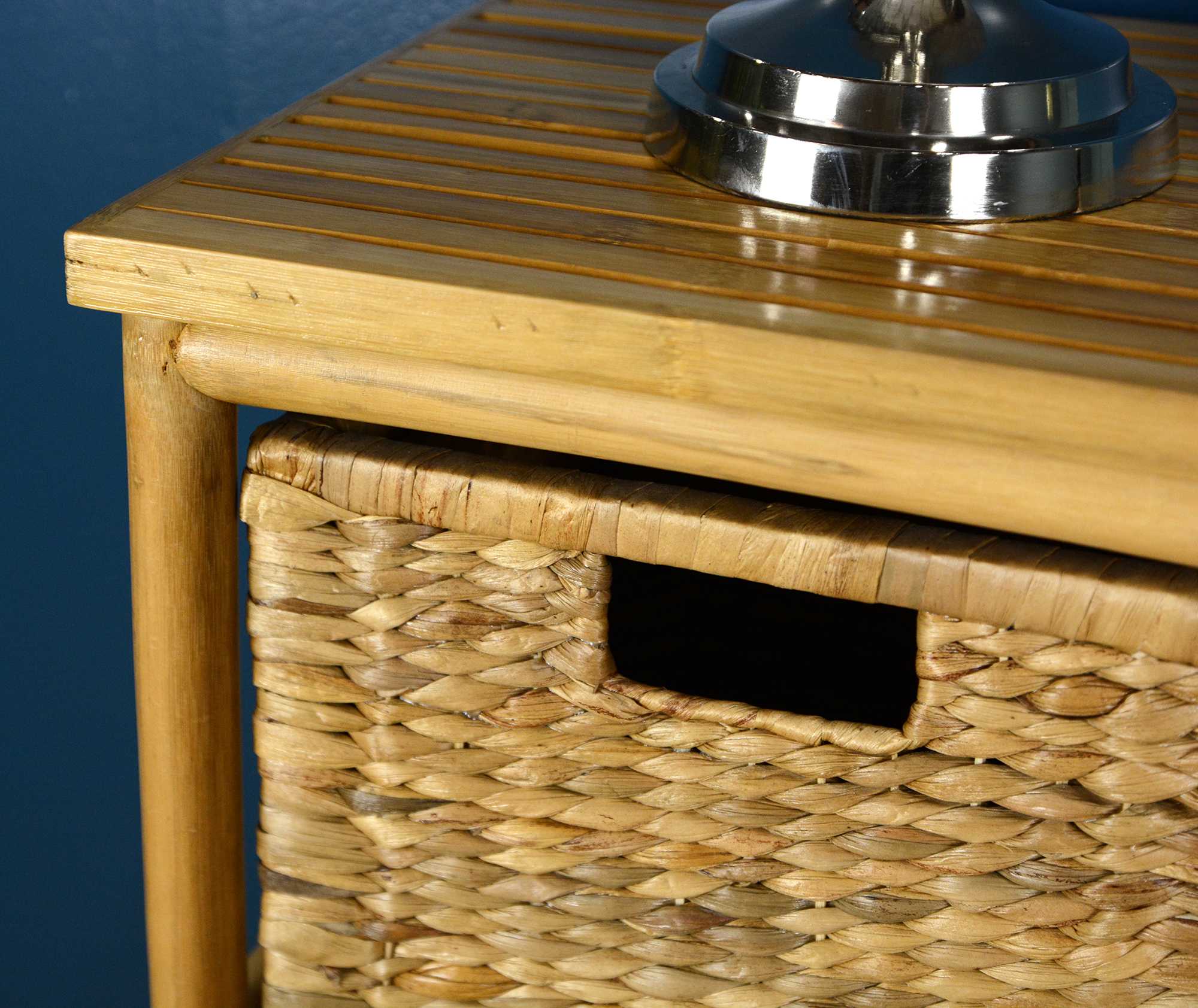 15.25" X 14.25" X 43.5" Natural Bamboo Storage Cabinet with Baskets