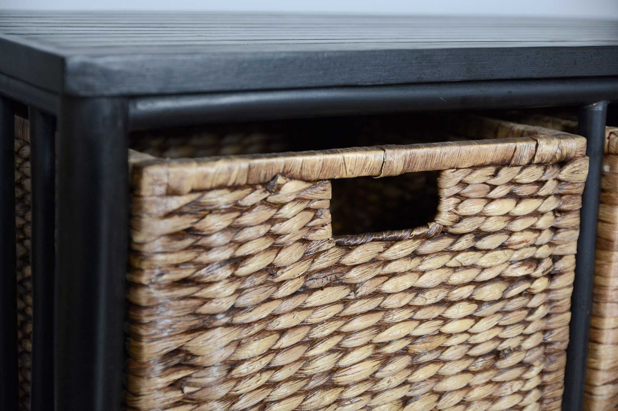 31.5" X 15.5" X 16.75" BlackBrown Bamboo Storage Bench with Baskets