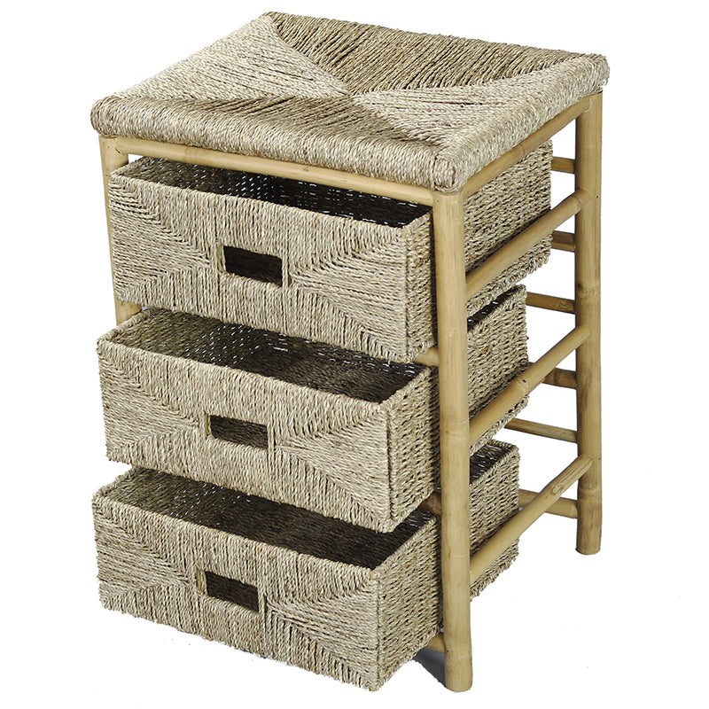 18.5" X 15.25" X 26" Natural Bamboo Storage Cabinet with Baskets