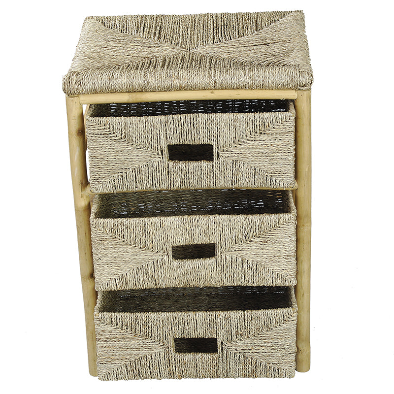 18.5" X 15.25" X 26" Natural Bamboo Storage Cabinet with Baskets