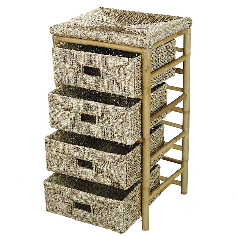 18.5" X 15.25" X 32.5" Natural Bamboo Storage Cabinet with Baskets