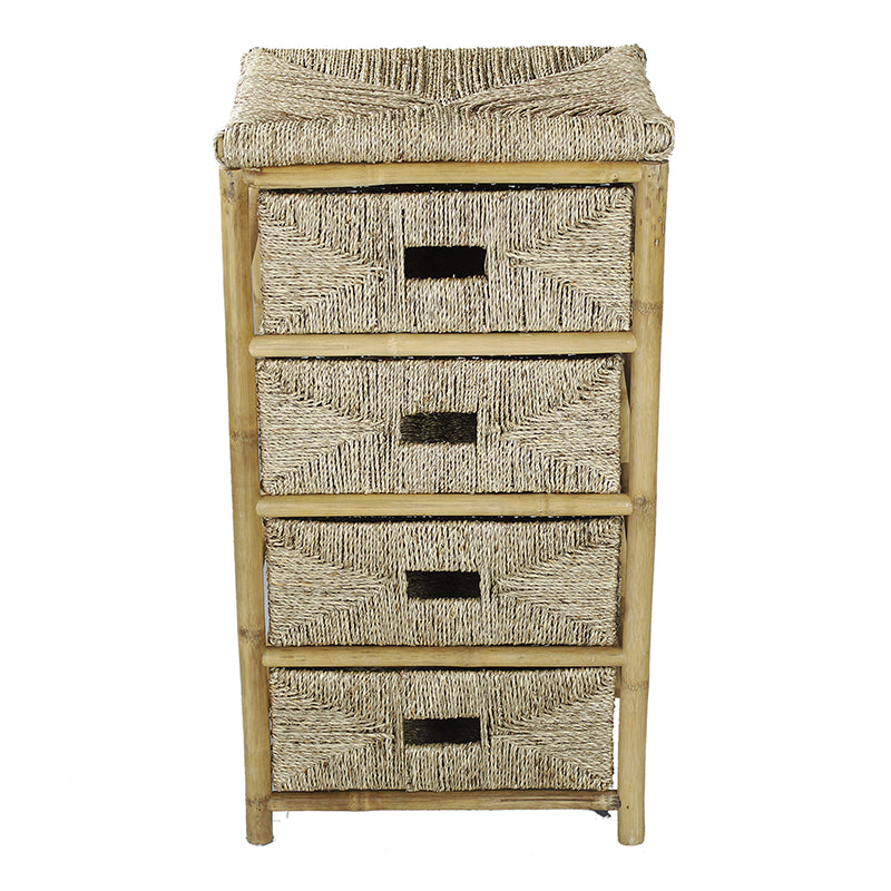 18.5" X 15.25" X 32.5" Natural Bamboo Storage Cabinet with Baskets