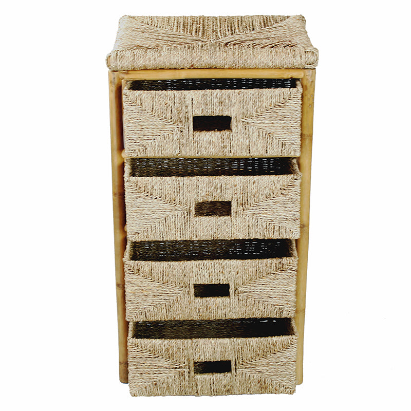 18.5" X 15.25" X 32.5" Natural Bamboo Storage Cabinet with Baskets