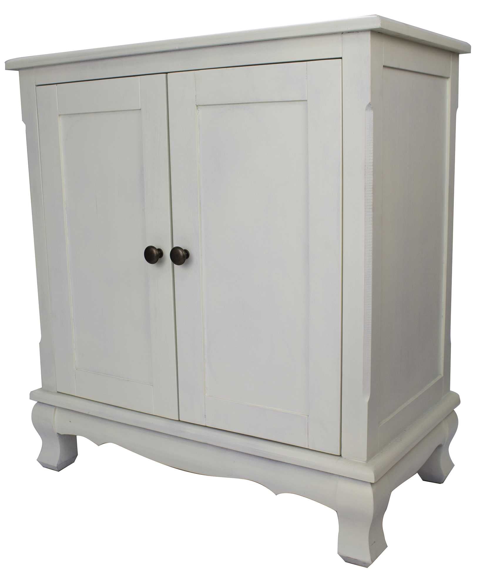 27.6" X 15" X 30" White Wood Pine Sideboard with Doors and a Shelf