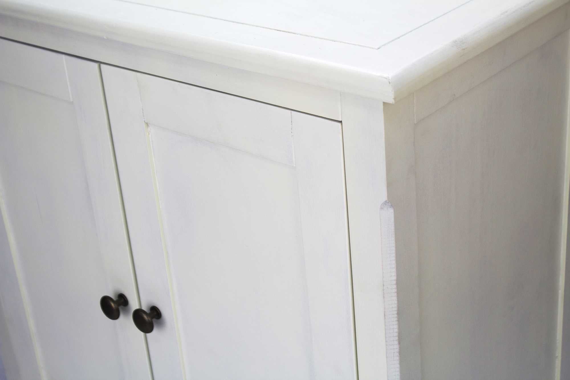 27.6" X 15" X 30" White Wood Pine Sideboard with Doors and a Shelf