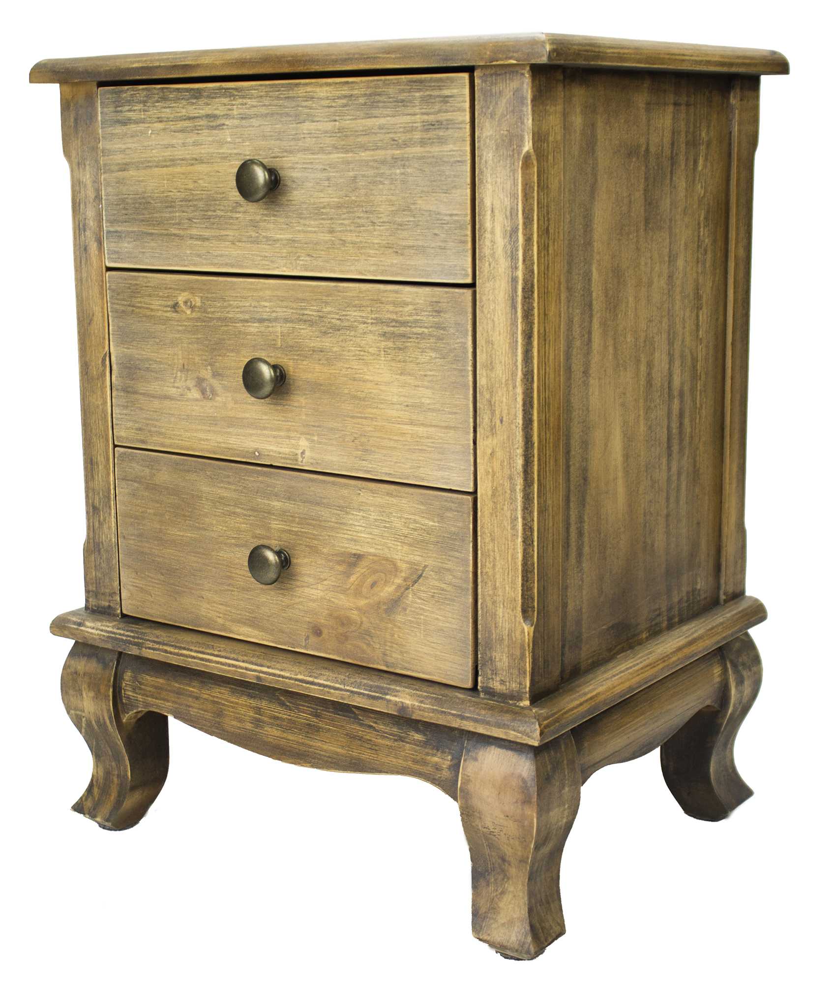 18" X 14" X 24" Rustic Wood Wood  Pine  Nightstand with  Drawers