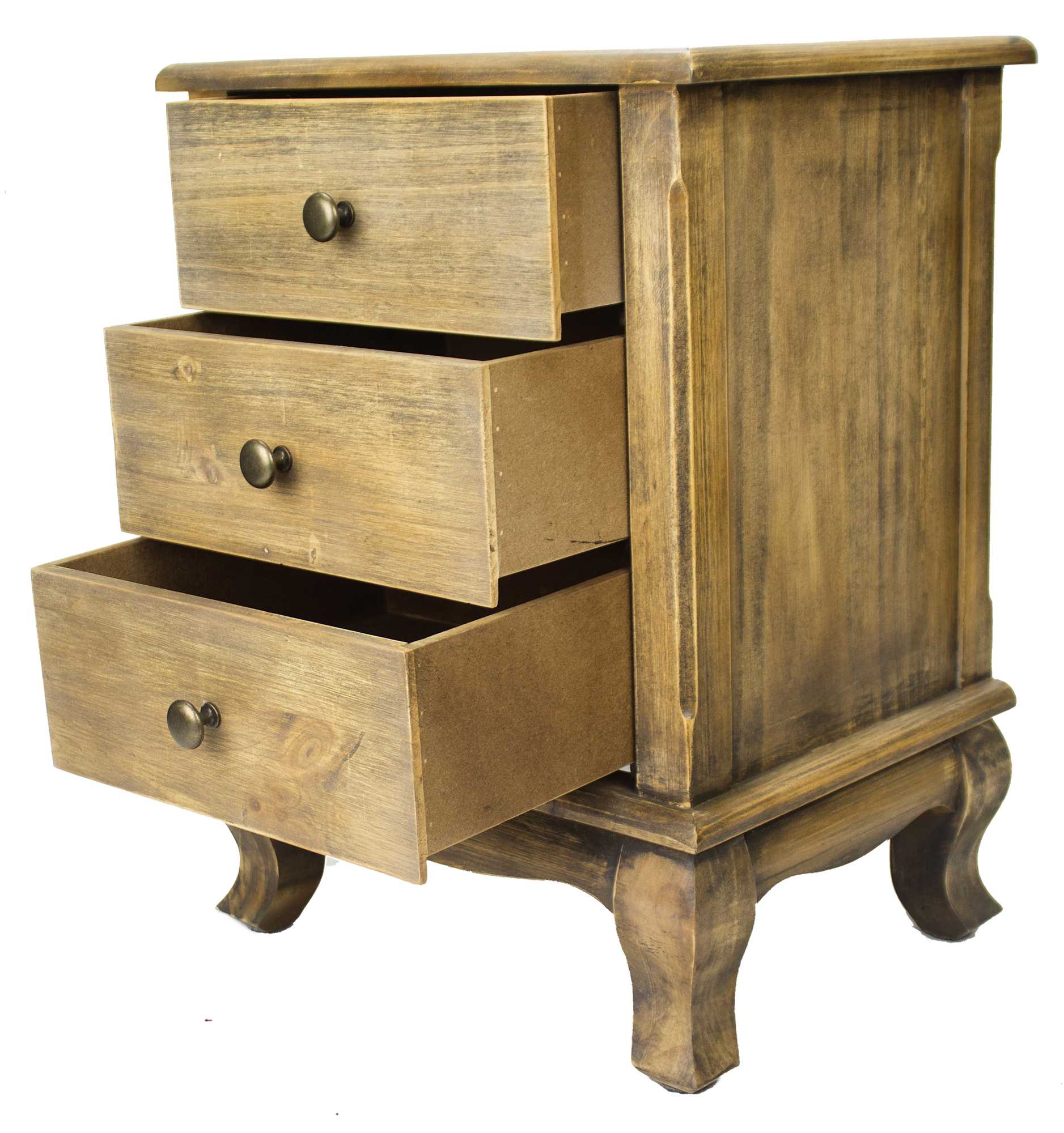 18" X 14" X 24" Rustic Wood Wood  Pine  Nightstand with  Drawers