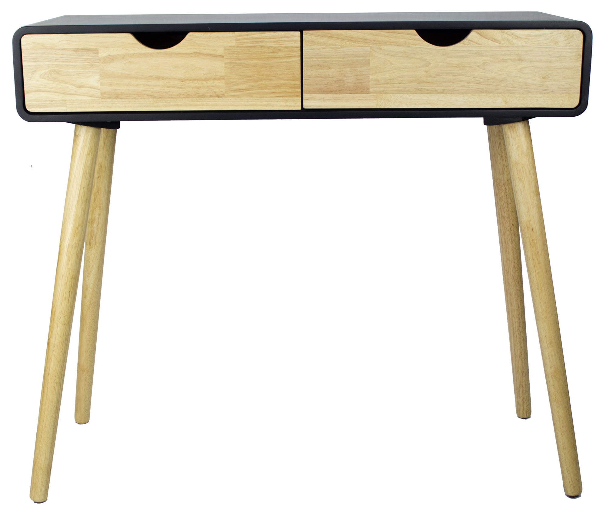 35.5" X 12" X 31.5" Black MDF Wood Console Table with Drawers