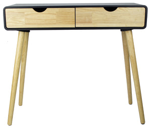 35.5" X 12" X 31.5" Black MDF Wood Console Table with Drawers