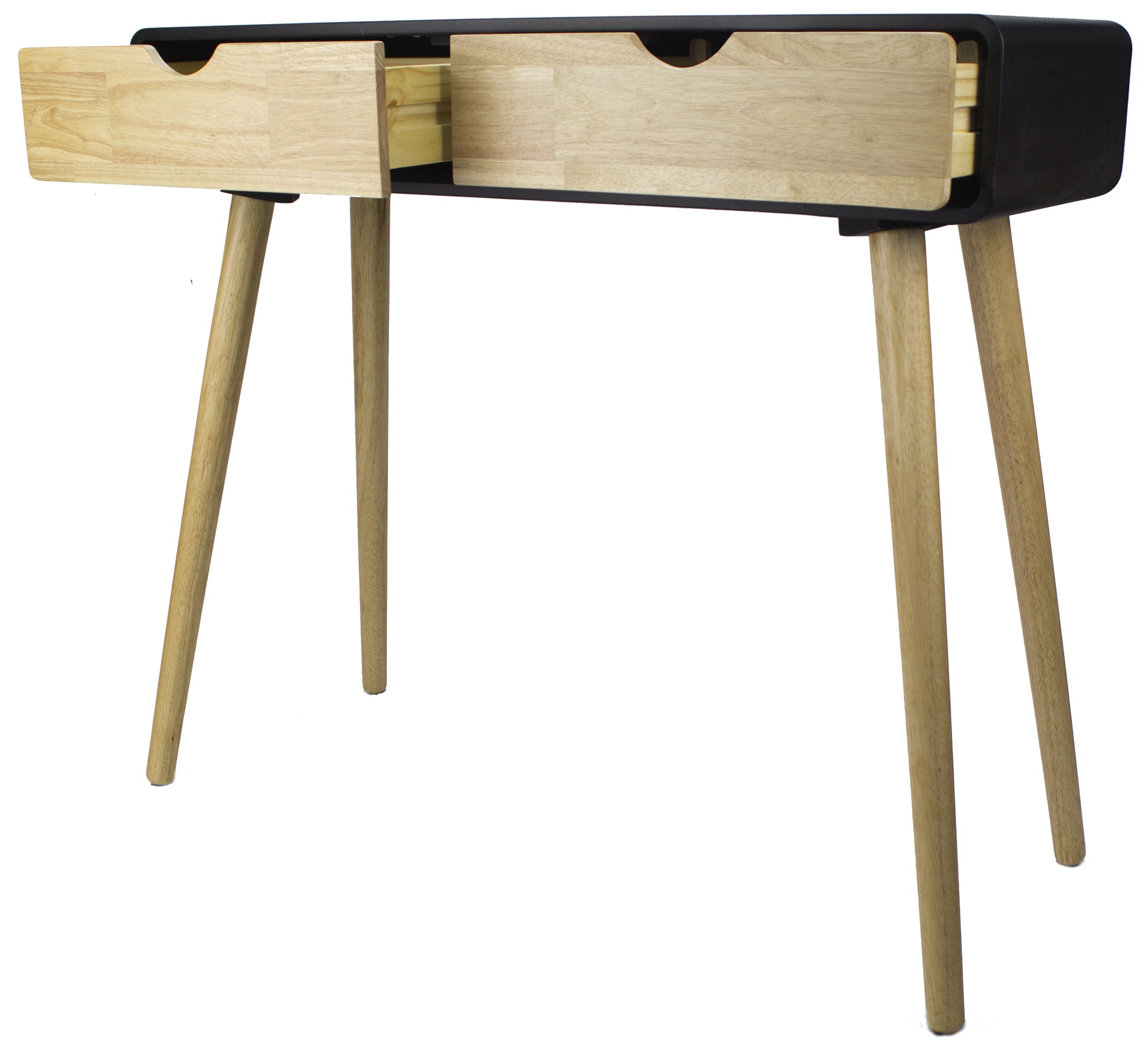 35.5" X 12" X 31.5" Black MDF Wood Console Table with Drawers