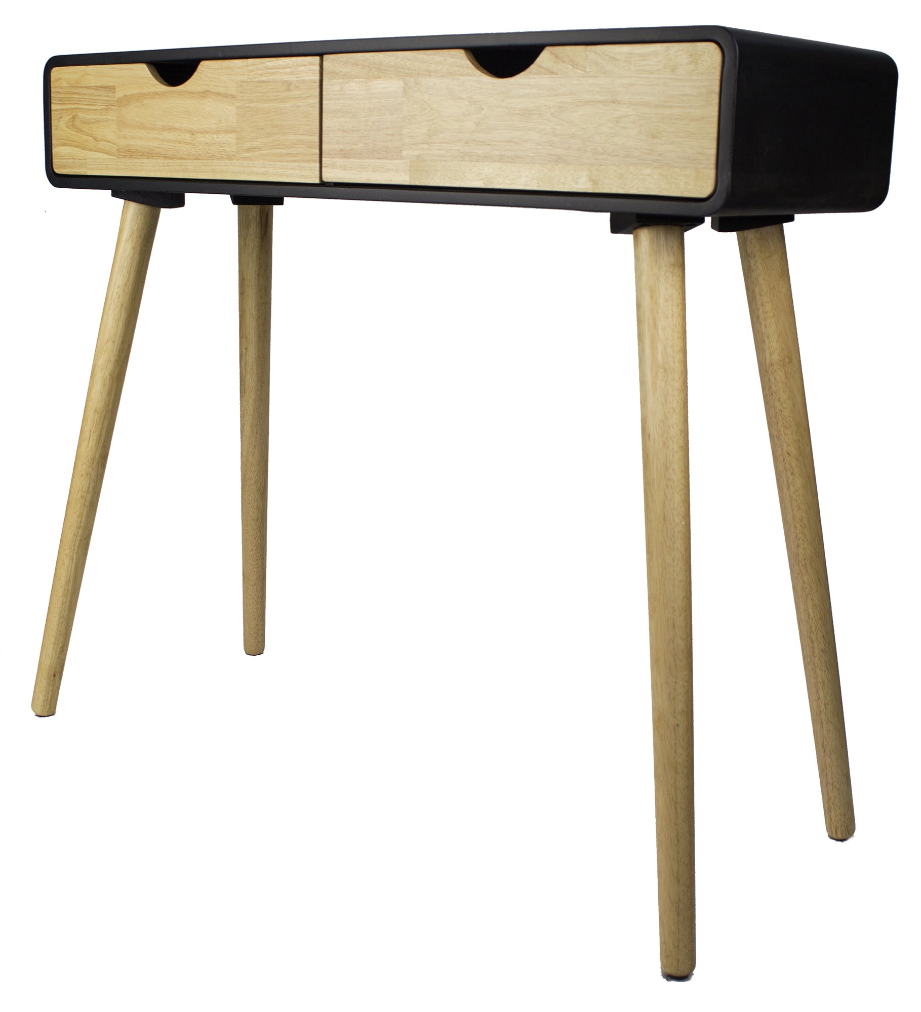 35.5" X 12" X 31.5" Black MDF Wood Console Table with Drawers