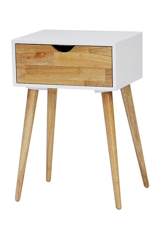 16" X 12" X 24" White MDF  Wood End Table with  Drawer