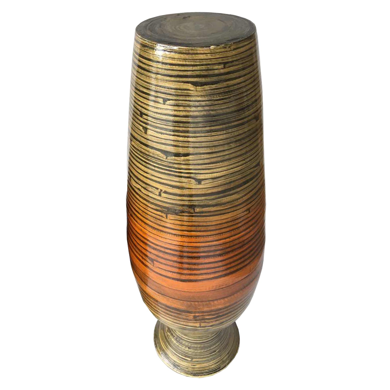 25" High Black And Gold Spun Bamboo Floor Vase